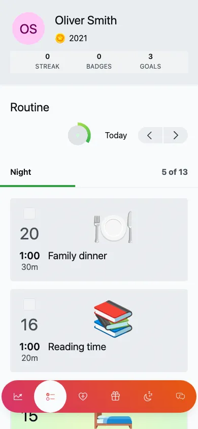 A child’s daily routine on mobile